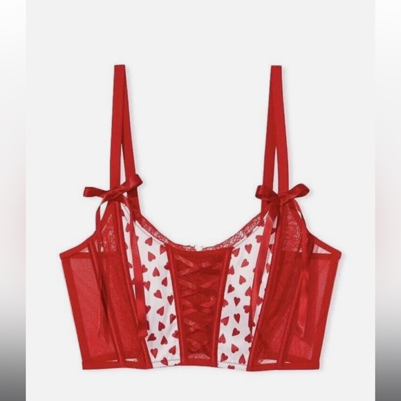 Victoria's Secret Other - NEW Victorias Secret Dream Angels Valentine's Lace-up Corset Bra Crop Top Heart